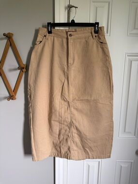 Jessica London Tan Beige Midi Skirt